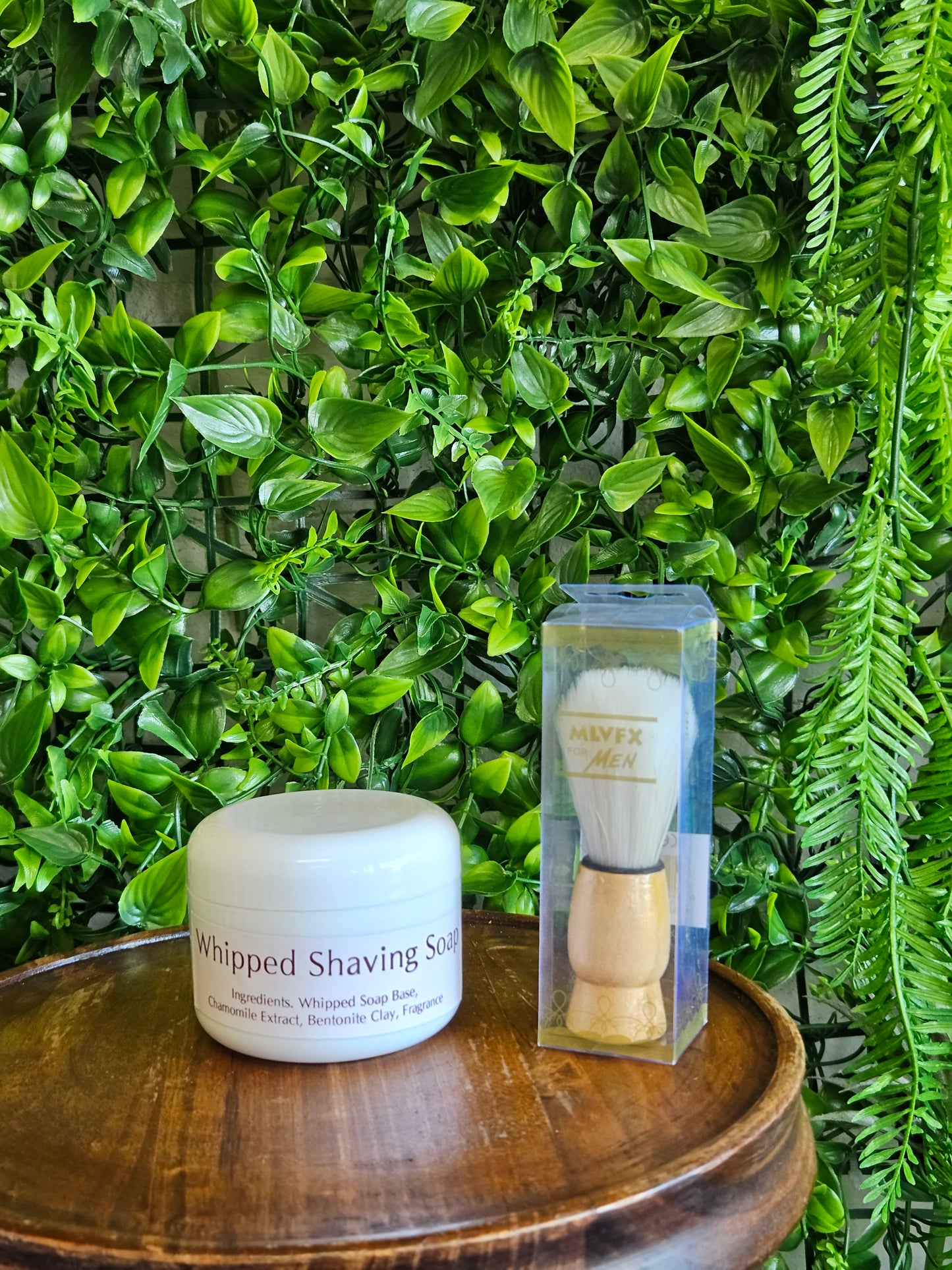 Whipped shaving soap and brush