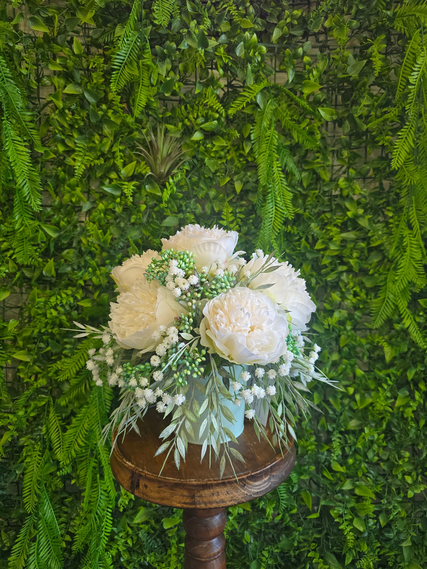 Peony Silk Pail Arrangement