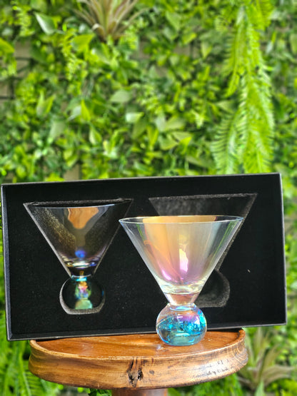 Iridescent Stemless Martini Glasses