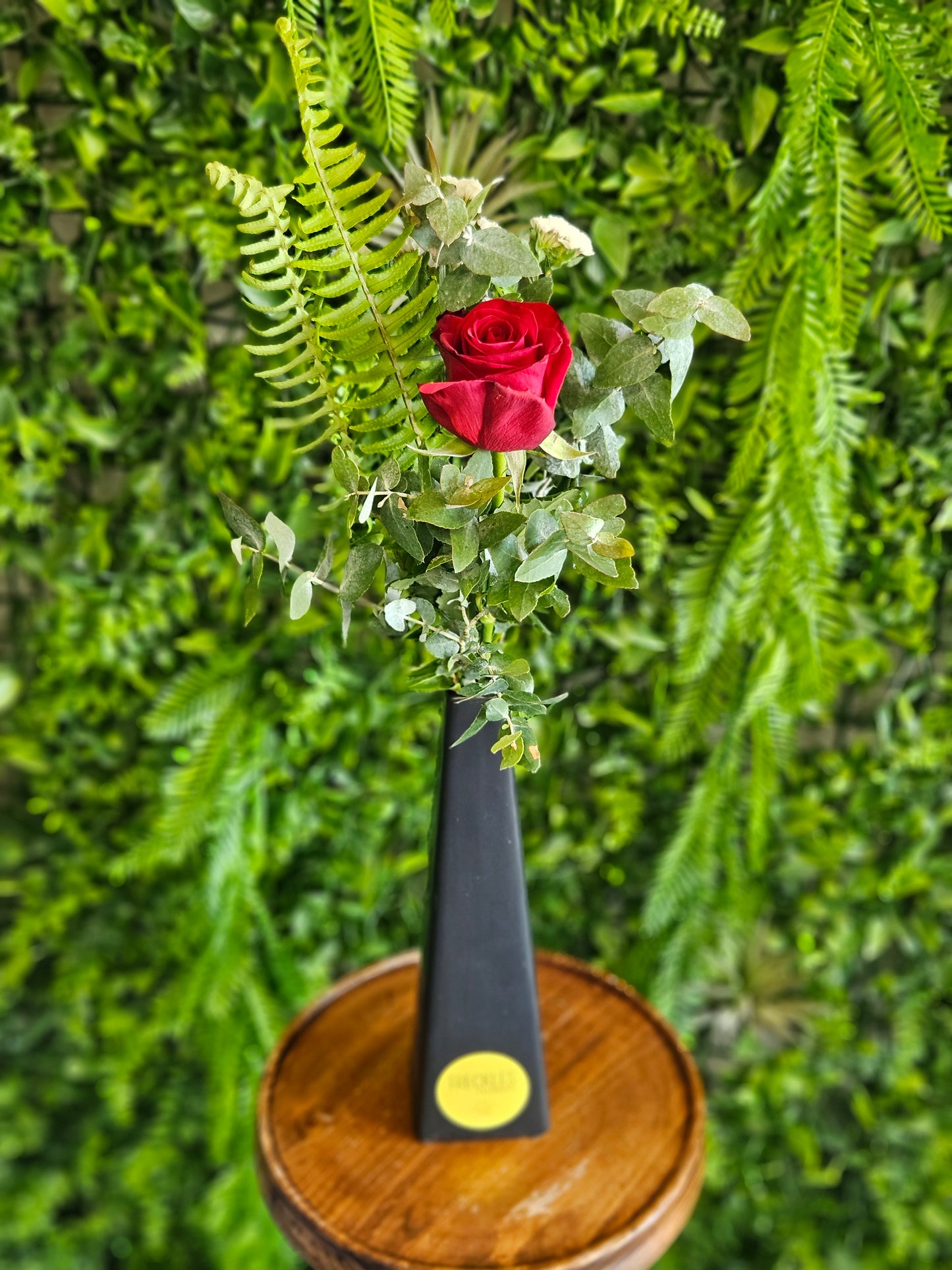 Single rose in bud vase